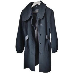Black wool Mackage coat with leather belt